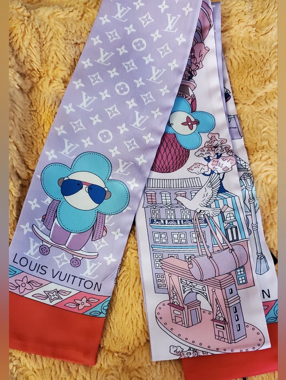 Bag Twilly, Lavender, Turquoise & Coral Silk Scarf
